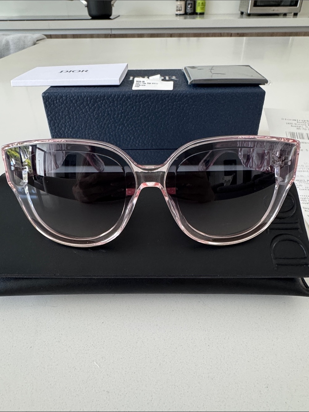 Dior Crystal Pink Cat-Eye Sunglasses with Dark Gradient Lenses